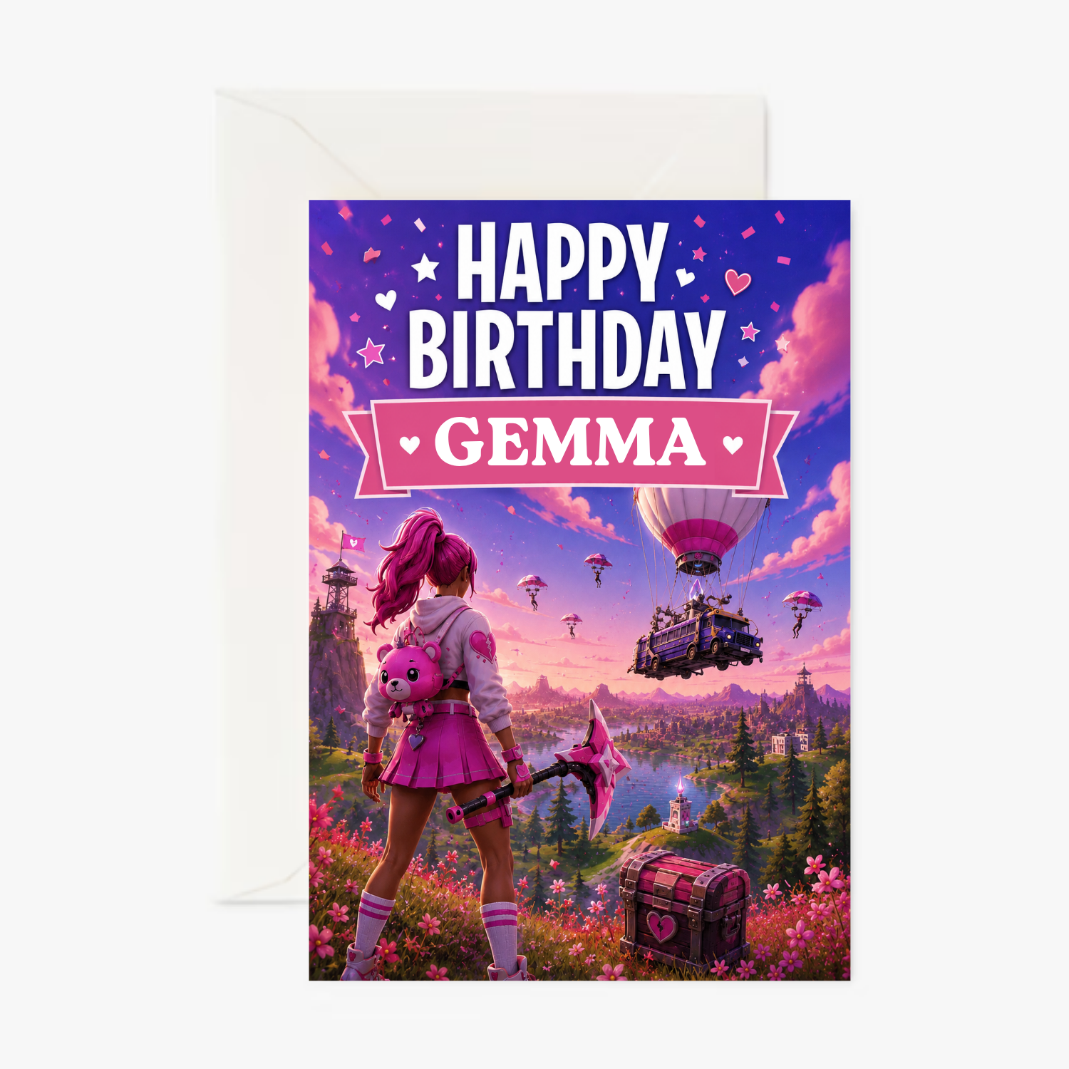Fortnite Girl personalised greeting card