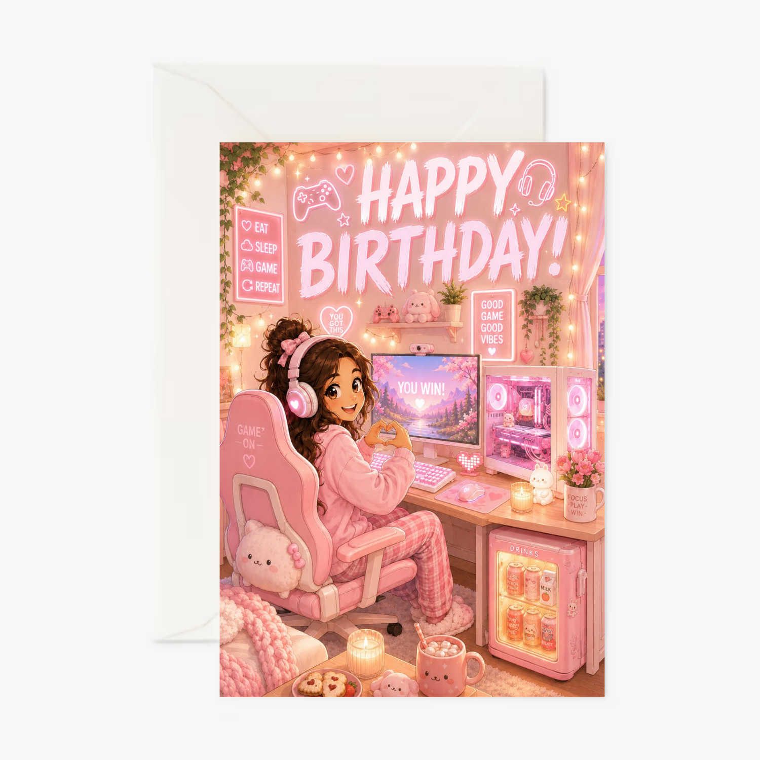 Game Girl personalised greeting card
