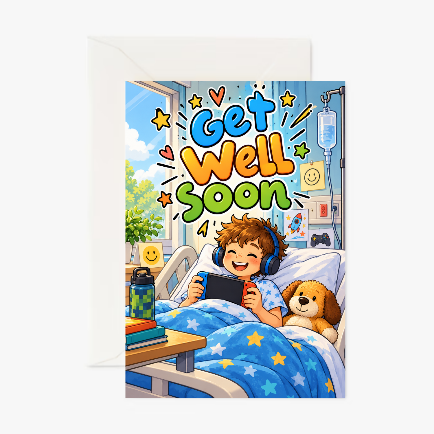 Personalised Get Well Soon Card for a Boy – Fun & Colourful Greeting Card