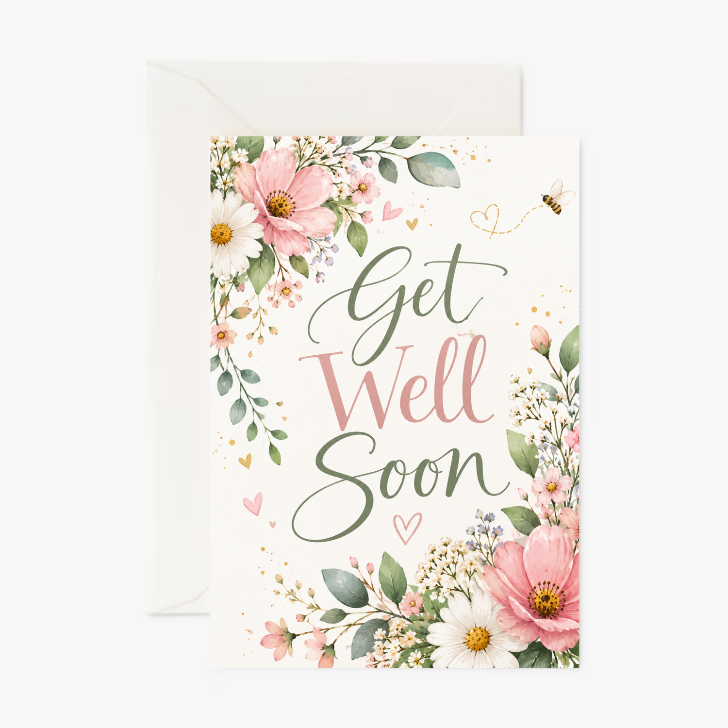 Personalised Get Well Soon Card – Elegant Floral Greeting Card