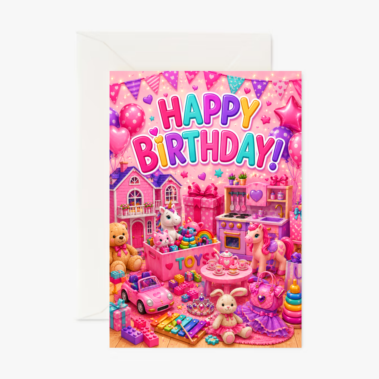 Girls Toys personalised greeting card