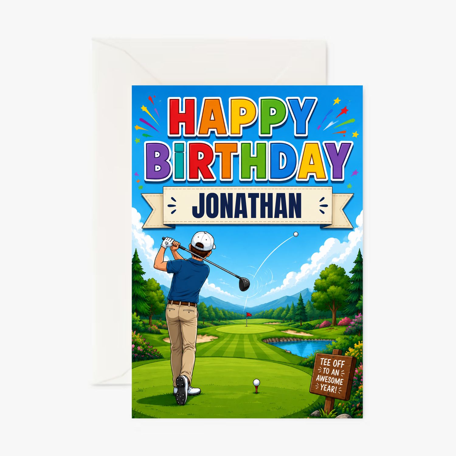 Golfer personalised greeting card