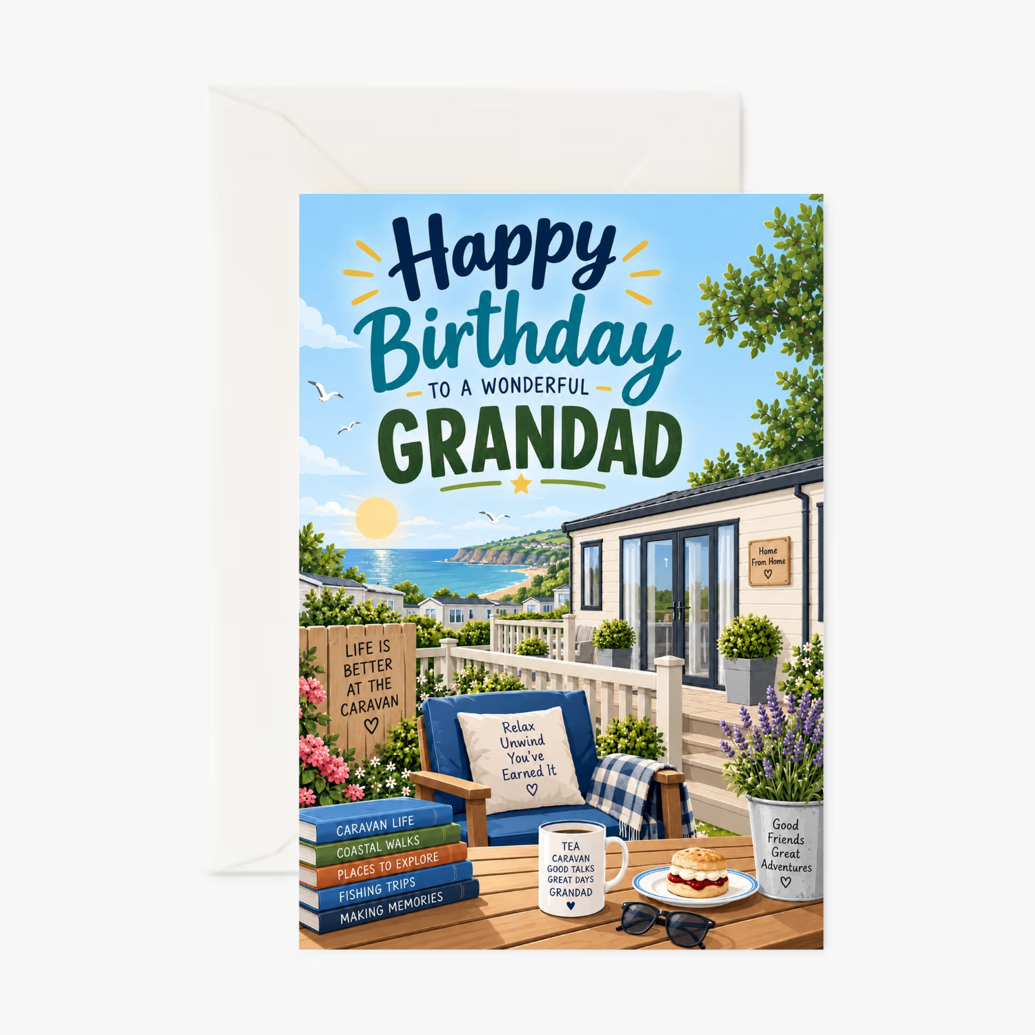 Grandads Caravan personalised greeting card