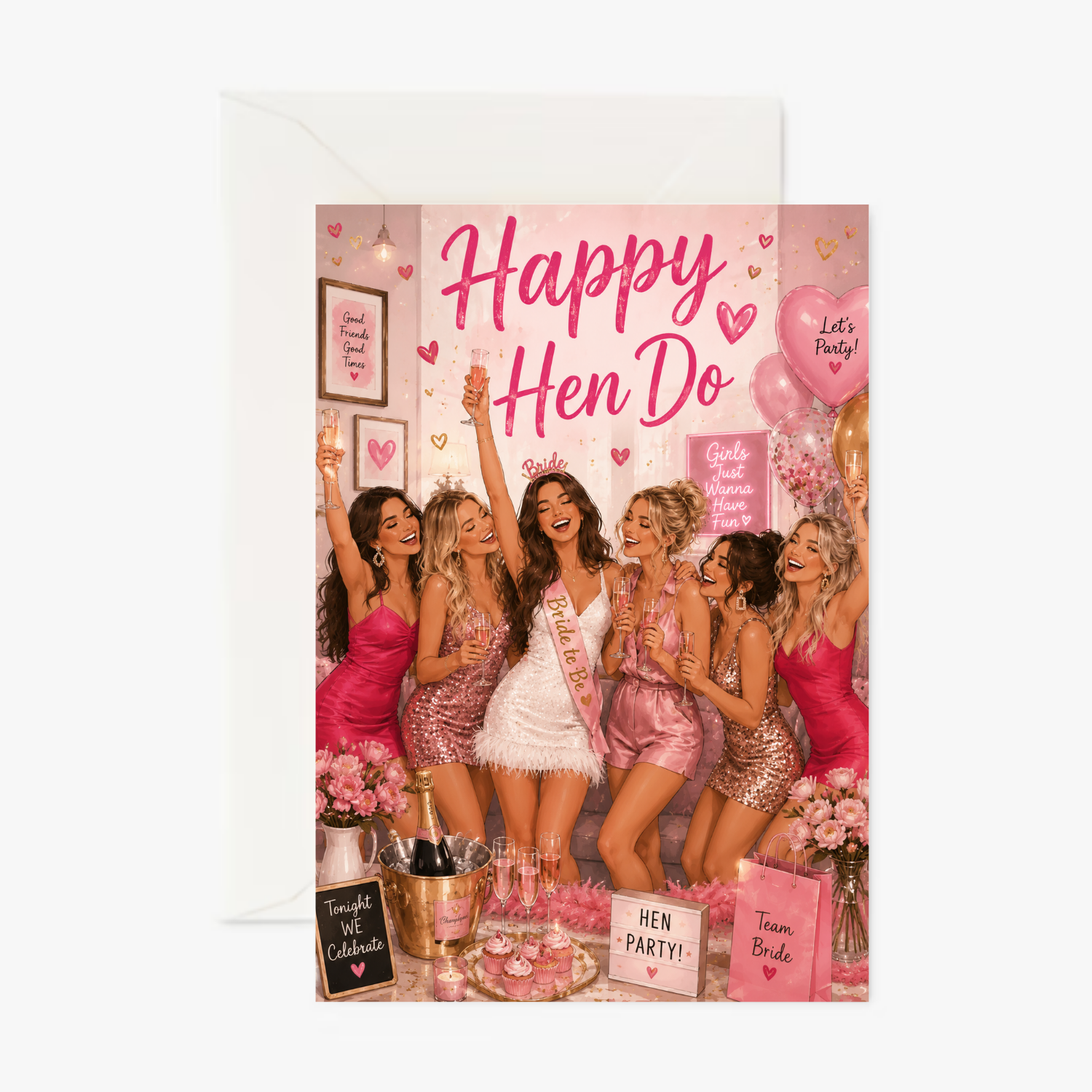 Hen Girls Party personalised Wedding & Engagement card - Cockney Cards