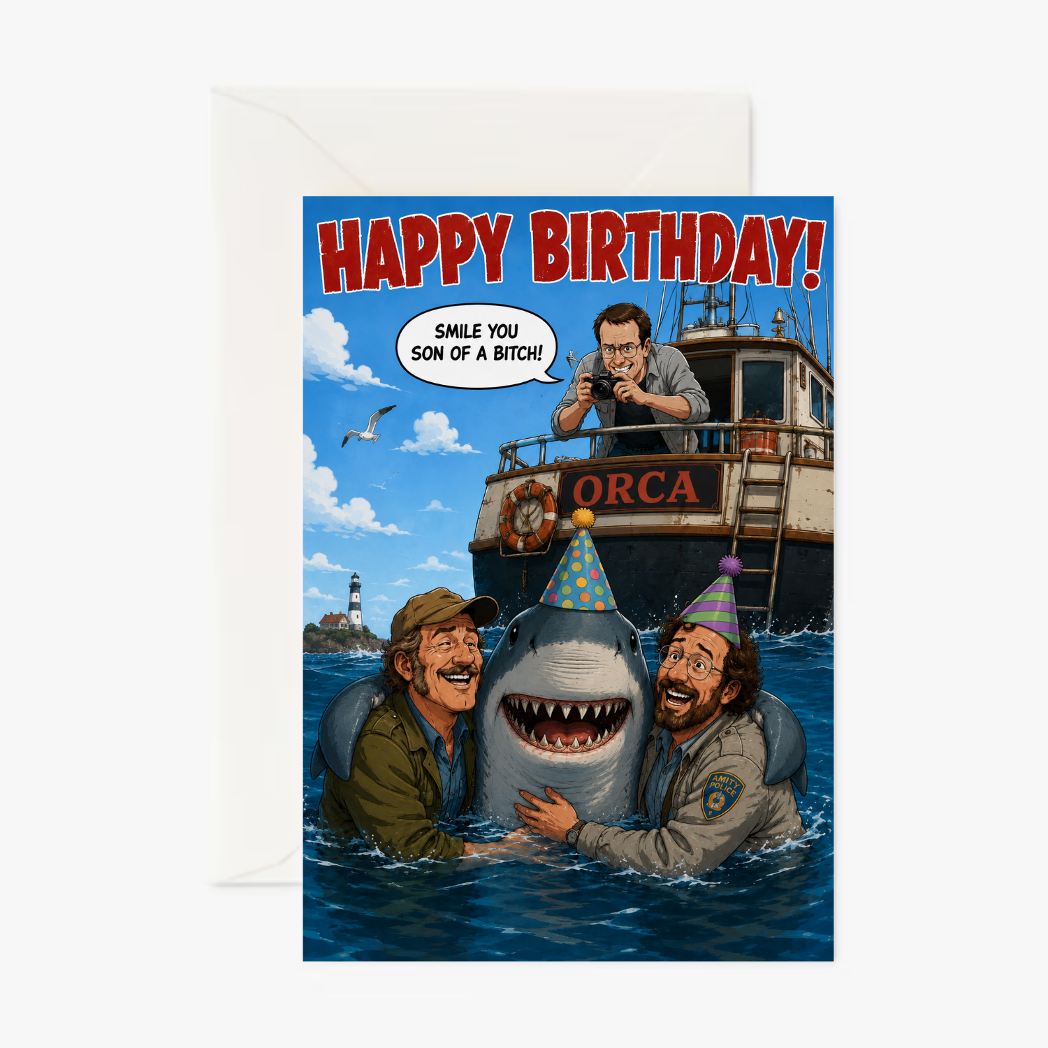 JAWS Smile You Son of.. personalised greeting card