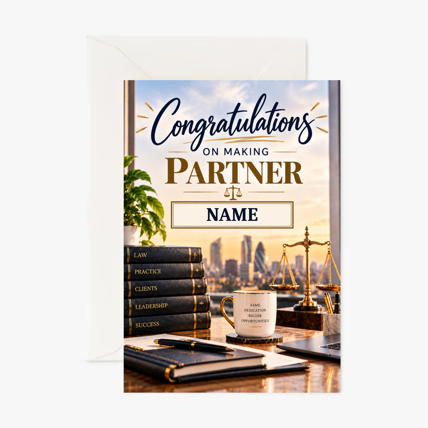 Personalised Good Luck New Job Card for a Lawyer Partner – Congratulations on Your New Role