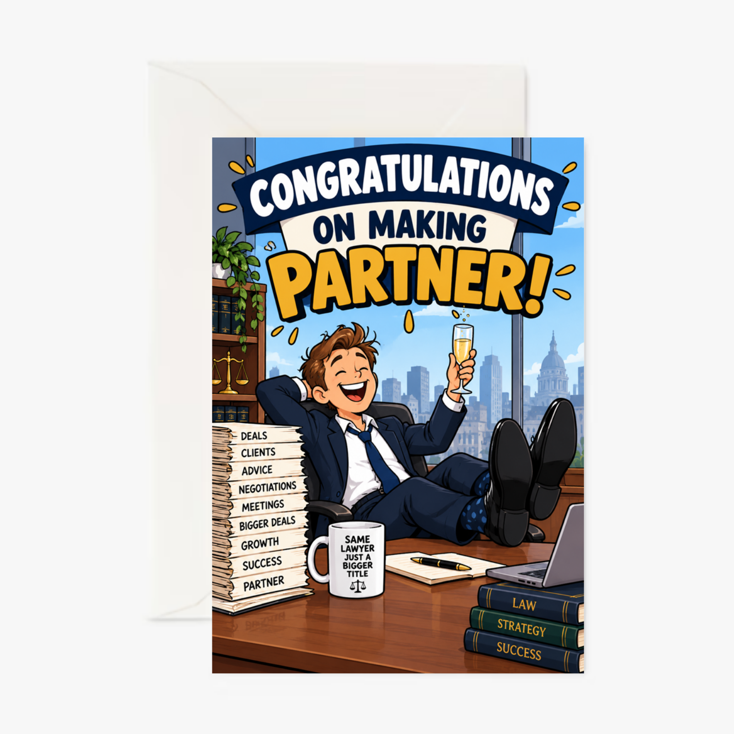 Personalised Funny Lawyer Partner New Job Card – Congratulations on Making Partner - Cockney Cards