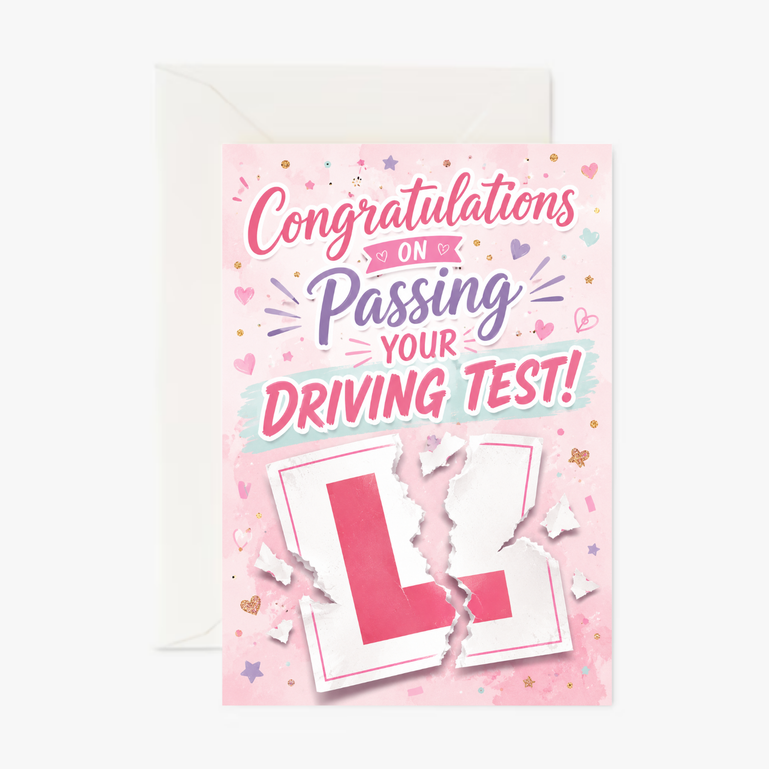 Driving Test Pass Card Girl personalised greeting card