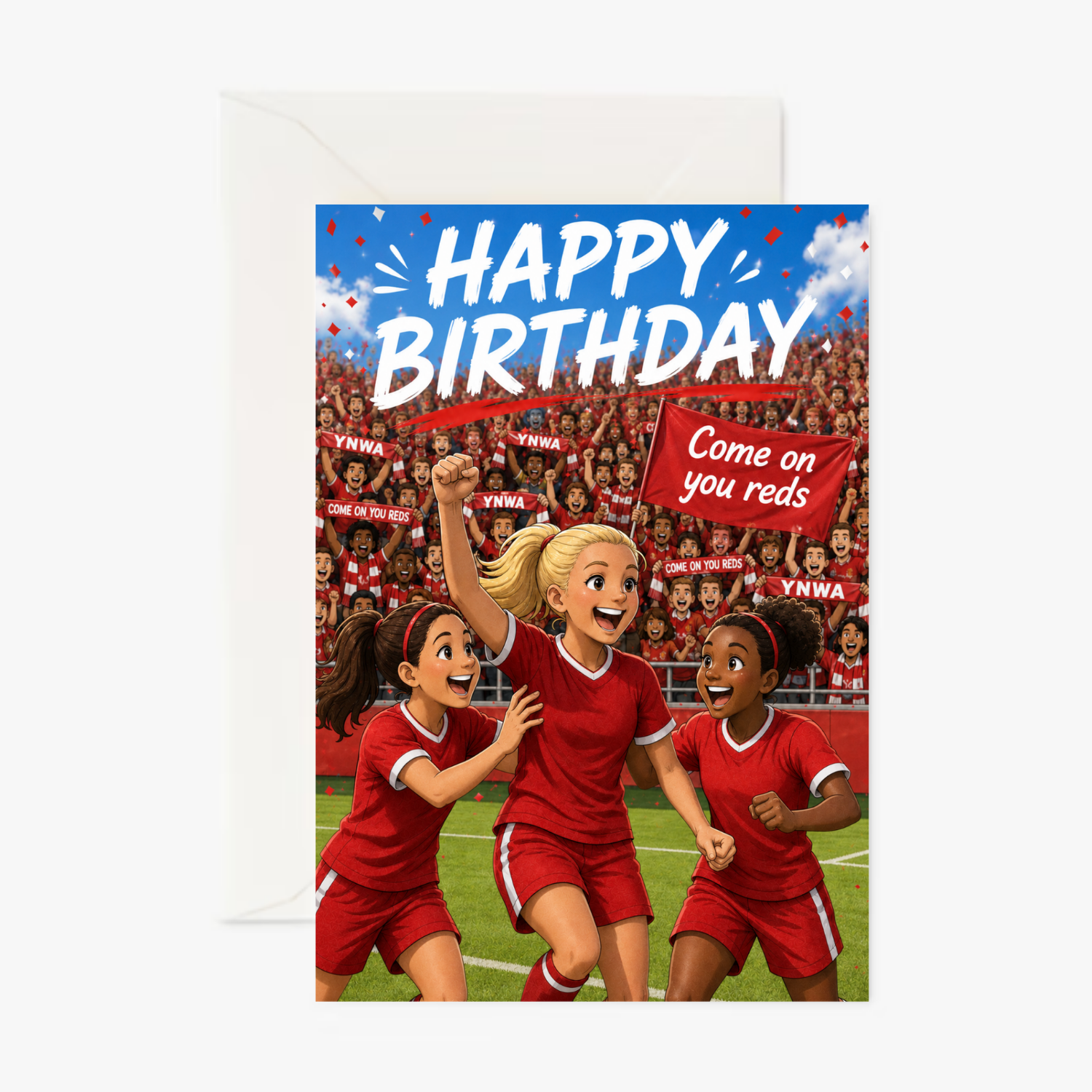 Liverpool Ladies Celebrating Card personalised greeting card