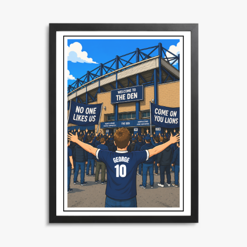 Personalised Millwall FC Print for Boys – Name & Number (Design 1) personalised print