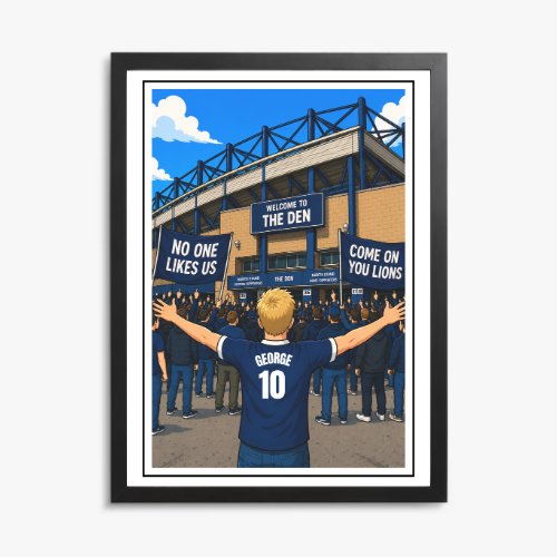 Personalised Millwall FC Print for Boys – Name & Number (Design 2) personalised print