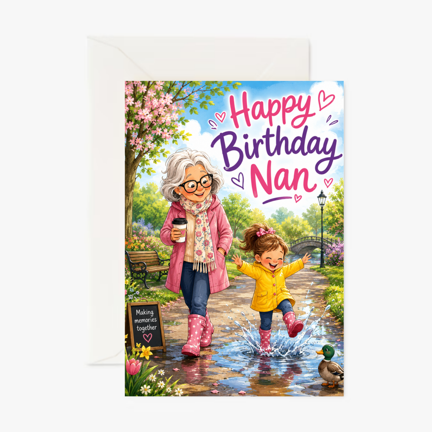 Muddy Puddles with Nan personalised greeting card