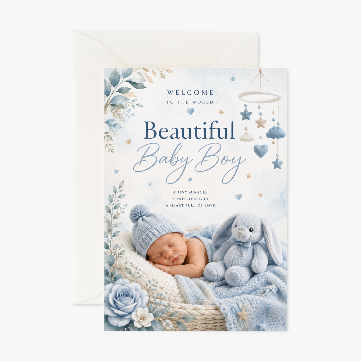 Beautiful Baby Boy personalised greeting card