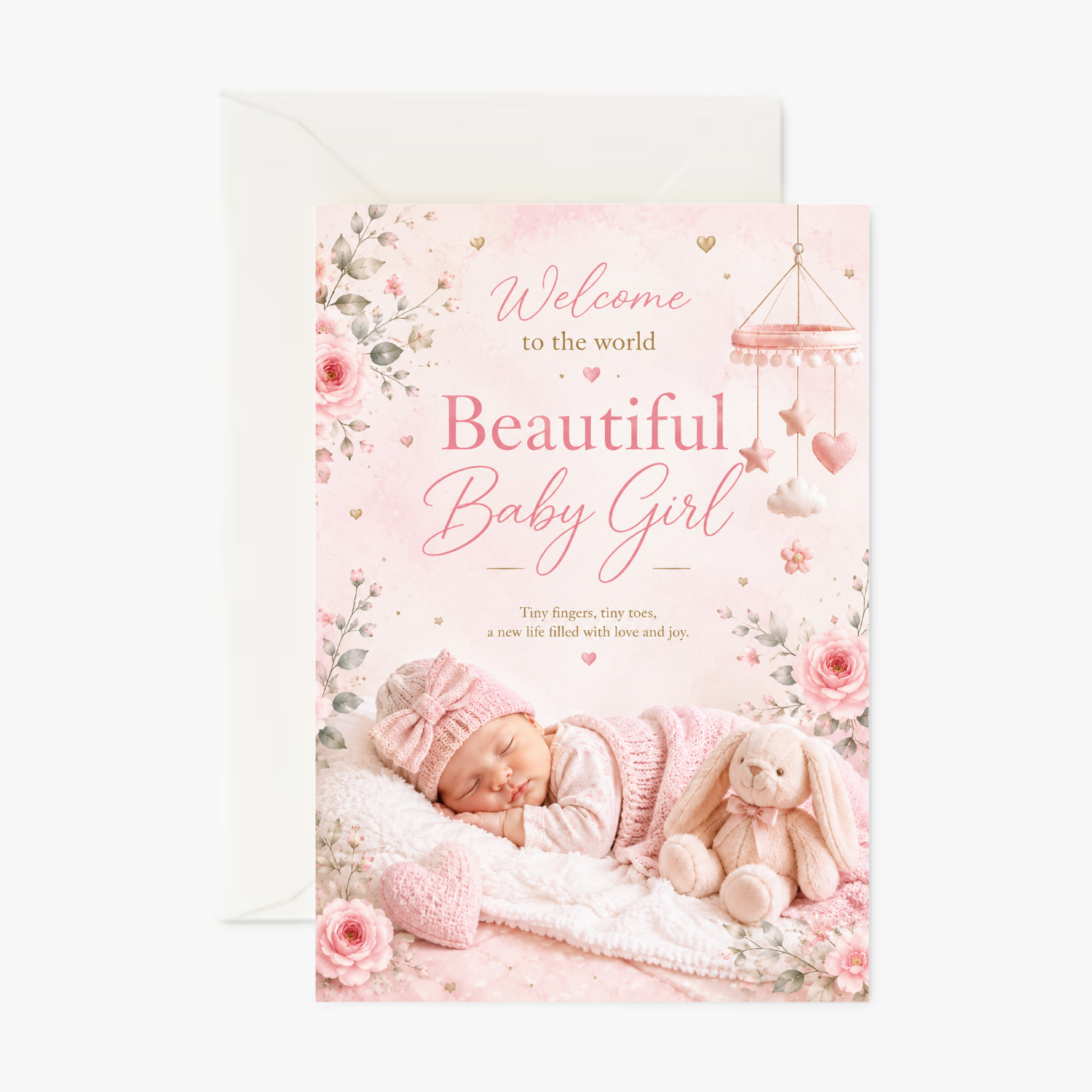 Beautiful Baby Girl personalised greeting card