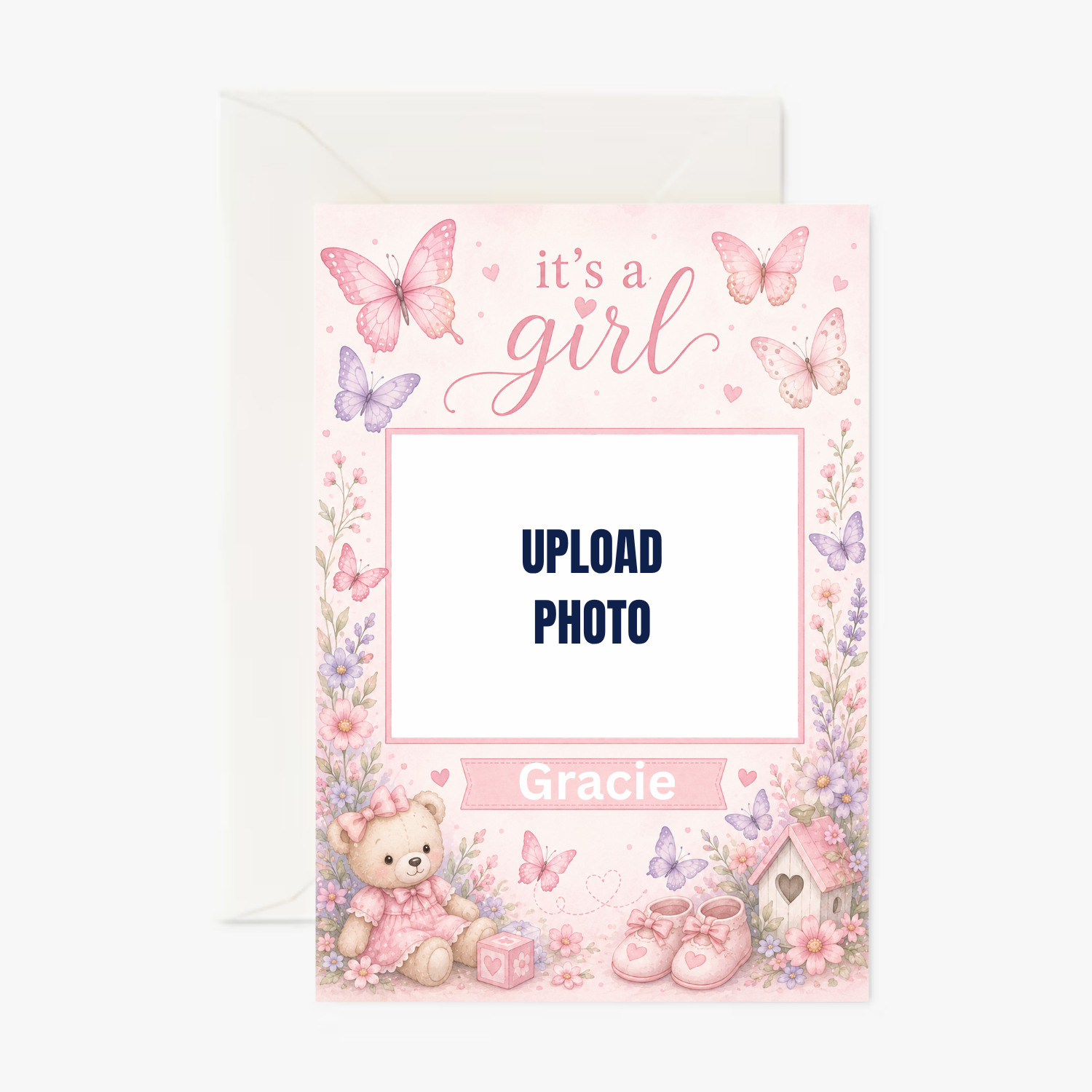 Baby Butterflies personalised greeting card