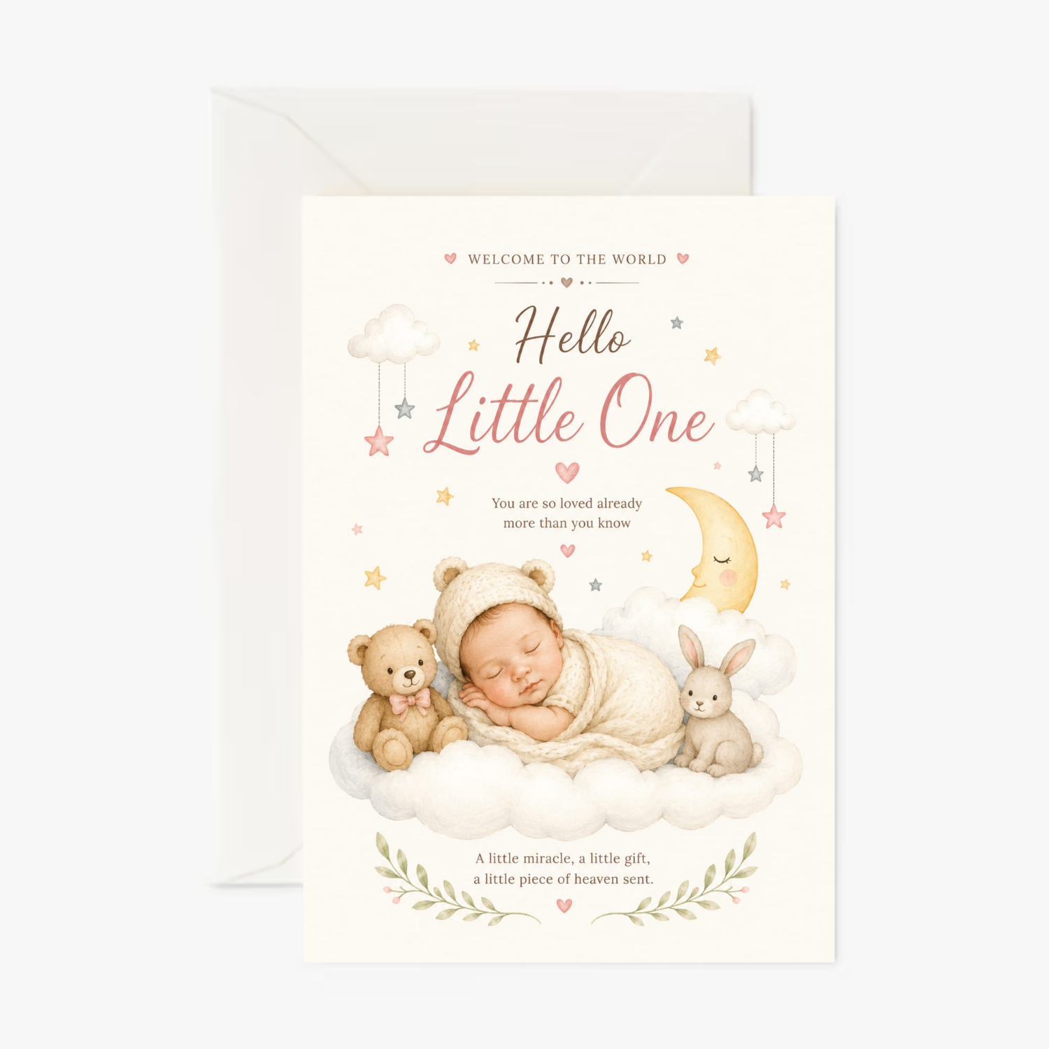 Hello Little One personalised New Baby card - Cockney Cards