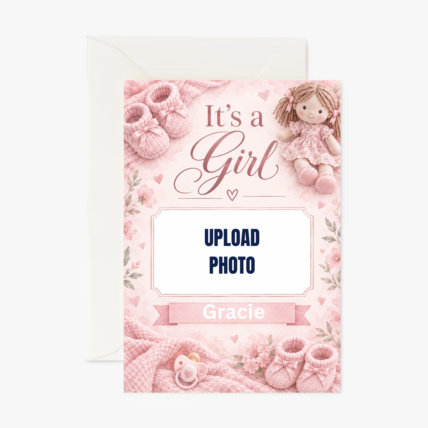 It's a Girl personalised greeting card