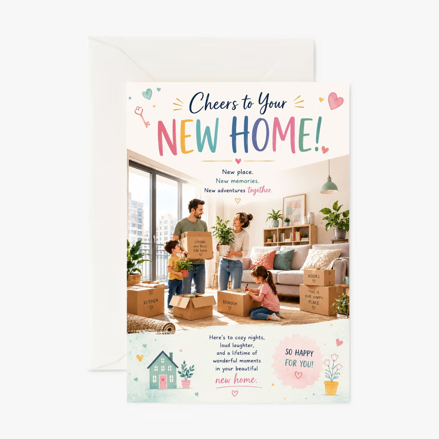 New Home, New Memories personalised personalised card - Cockney Cards