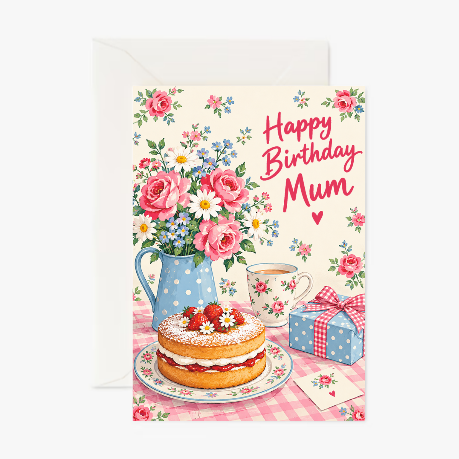 Personalised Mum Birthday Card - Pretty Floral Birthday Celebration - Cockney Cards
