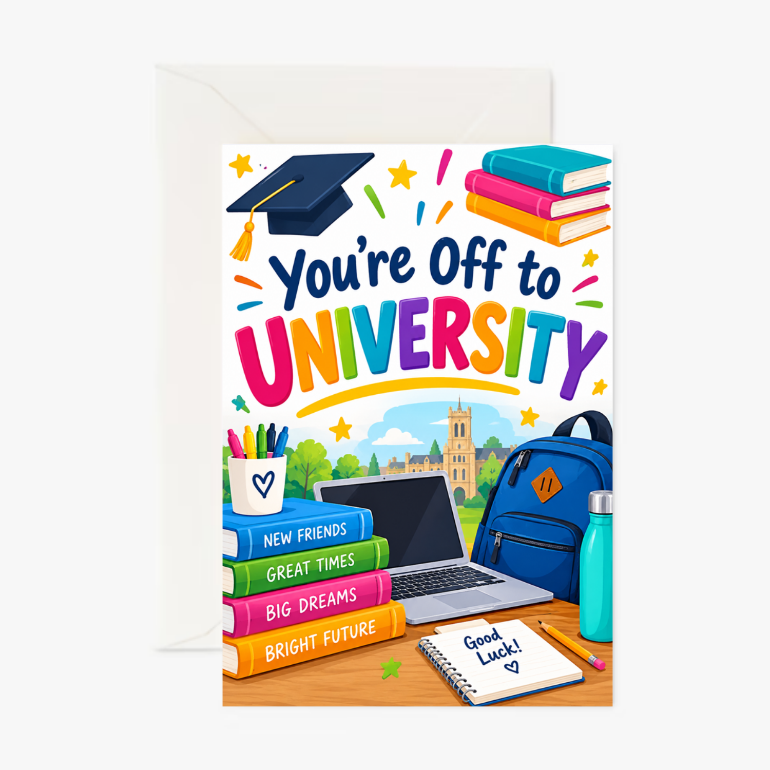 Personalised University Graduation Card - Off To University New Adventures - Cockney Cards