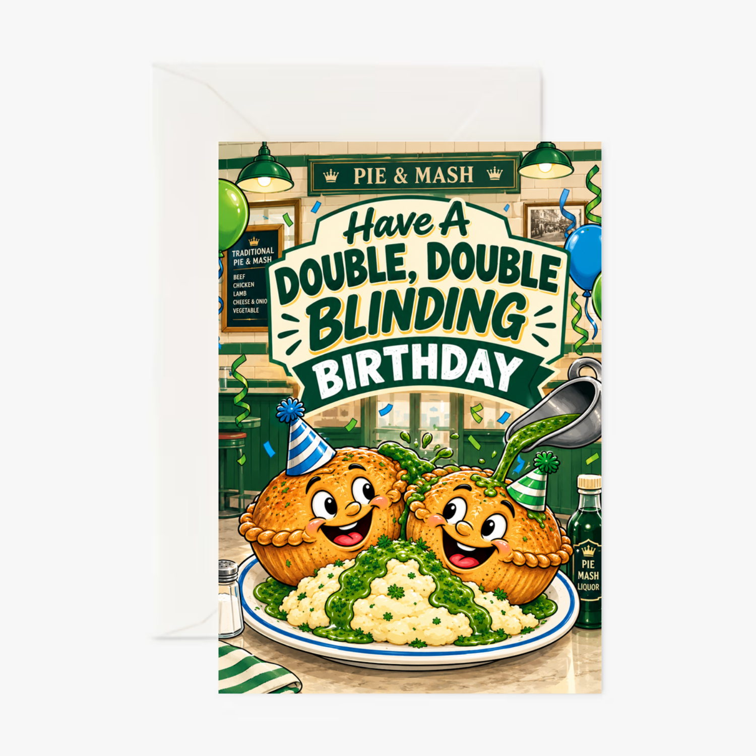 Personalised Pie & Mash Birthday Card – Funny Birthday Card - Cockney Cards