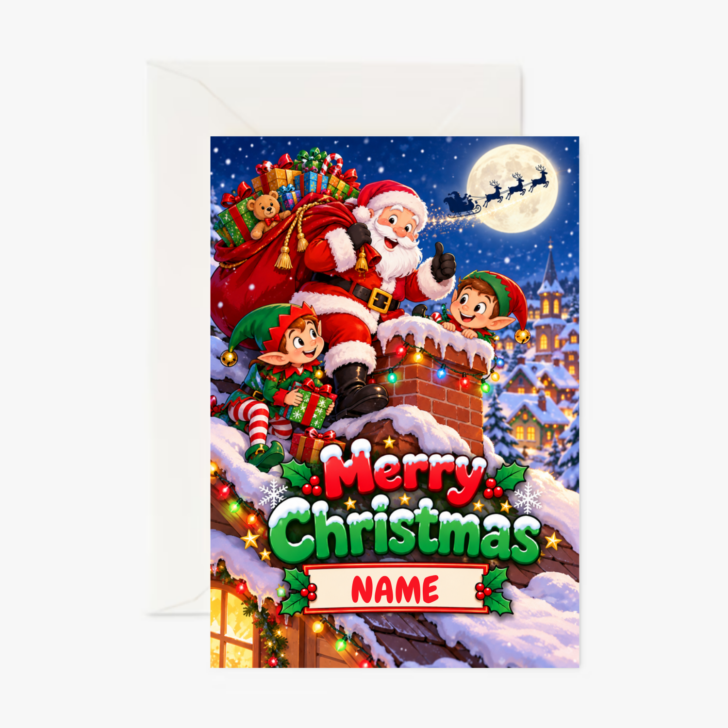 Personalised Merry Christmas Santa Chimney Card – Funny Santa Claus Christmas Greeting Card - Cockney Cards