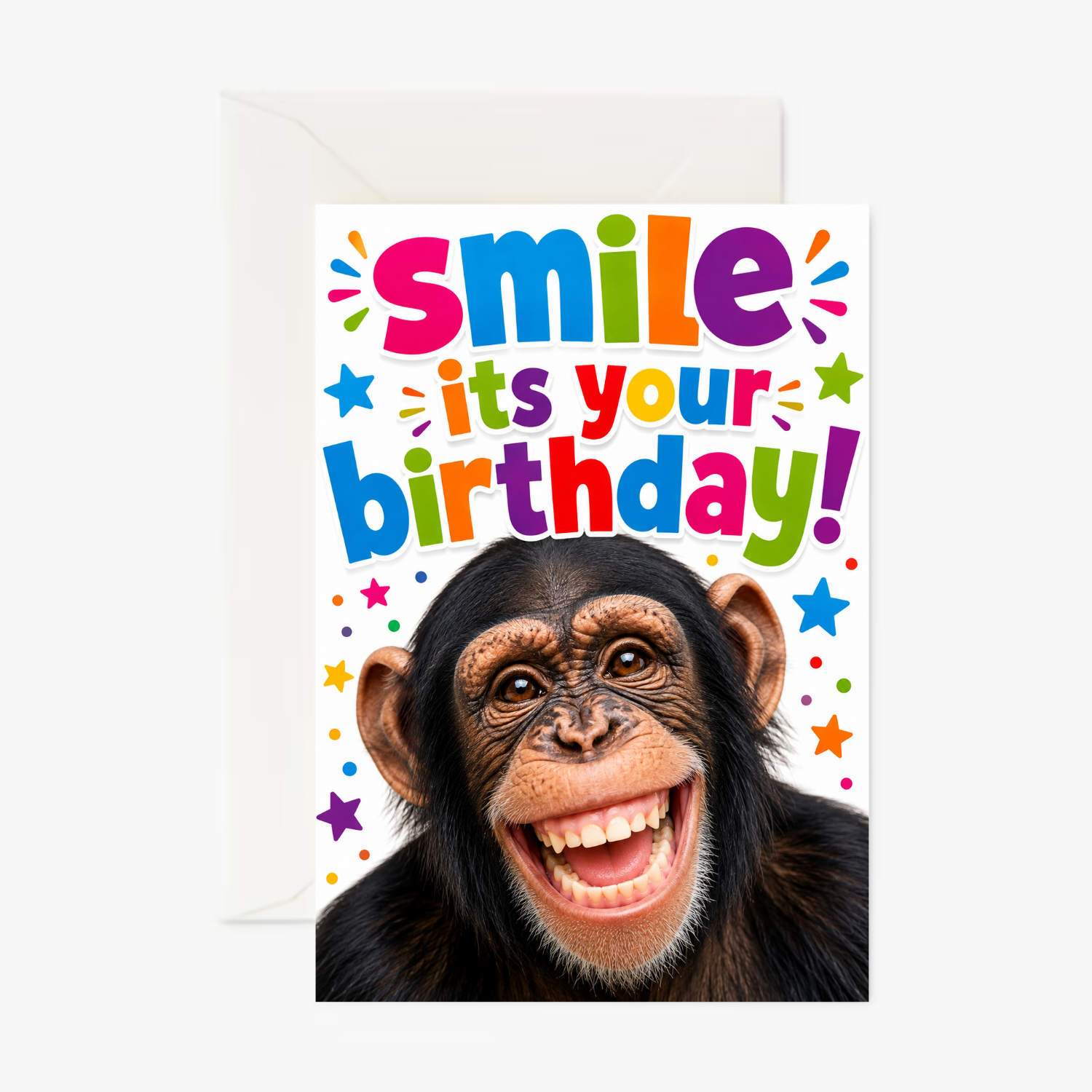 Happy Chimp personalised greeting card
