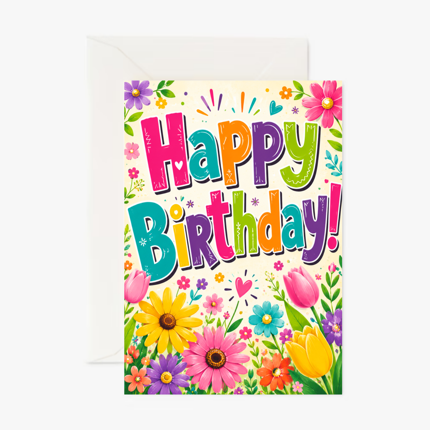 Spring Flowers personalised greeting card