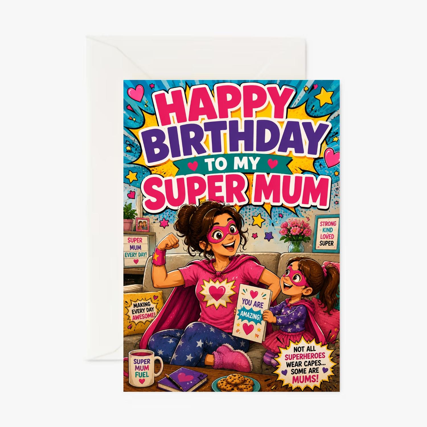 Super Mum personalised greeting card
