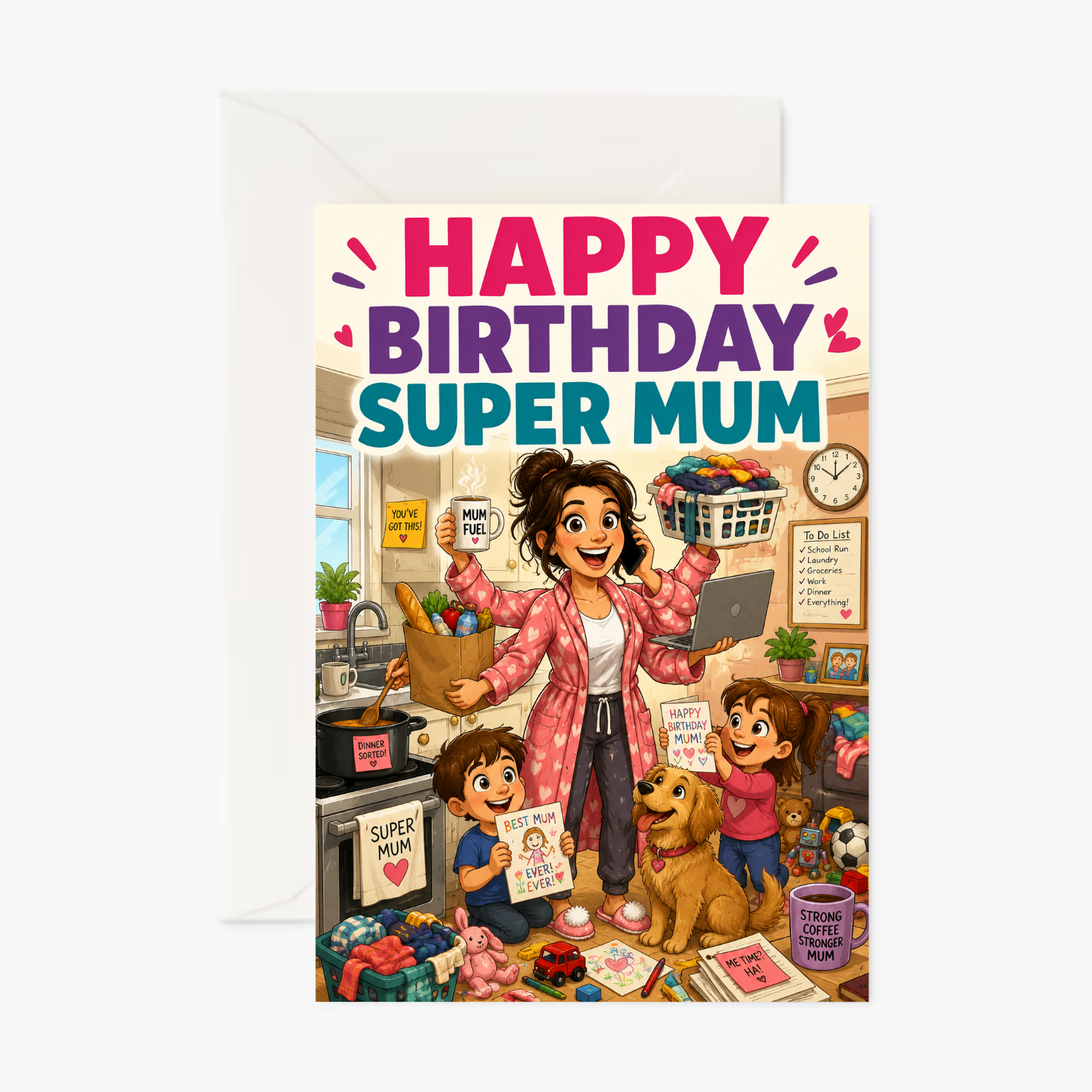 Super Busy Mum personalised greeting card