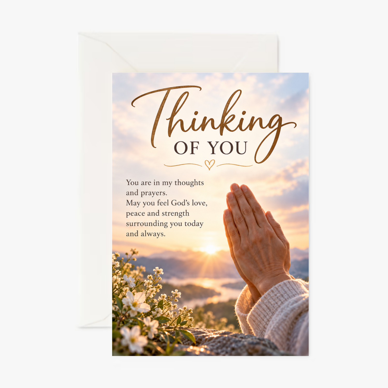 Personalised Thinking of You Card – Peaceful Religious Prayer & Sympathy Greeting Card