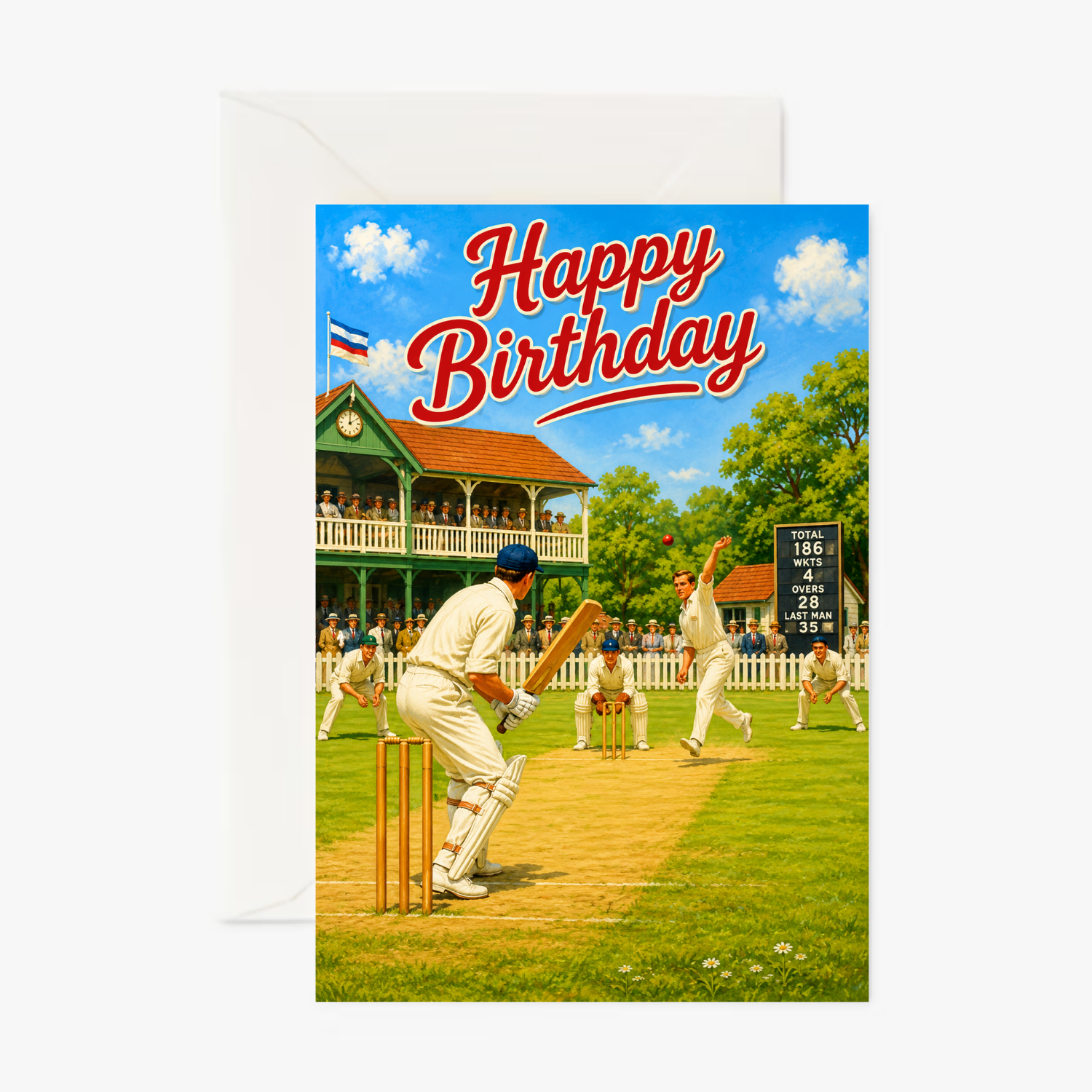 Vintage Cricket personalised greeting card